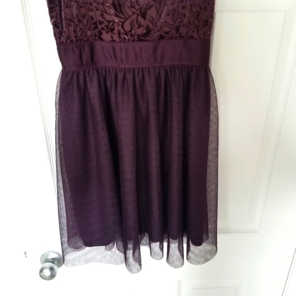 Garage Burnout Velvet & Tulle Mini Dress in Eggplant - Picture 8 of 10
